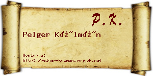 Pelger Kálmán névjegykártya